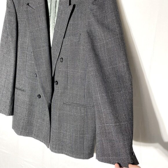 Vintage Steel Dark Grey Double Breasted Virgin Wool Blazer 42R - Picture 10 of 13